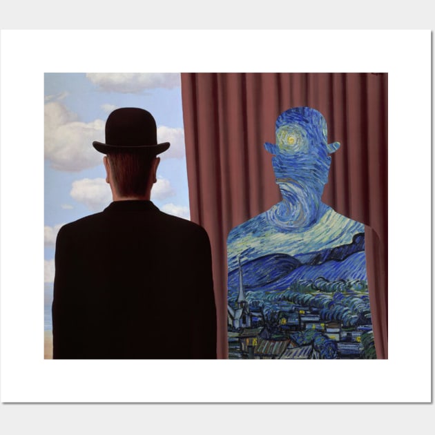 Magritte - Decalcomania / Van Gogh - Starry Night Wall Art by Paskwaleeno